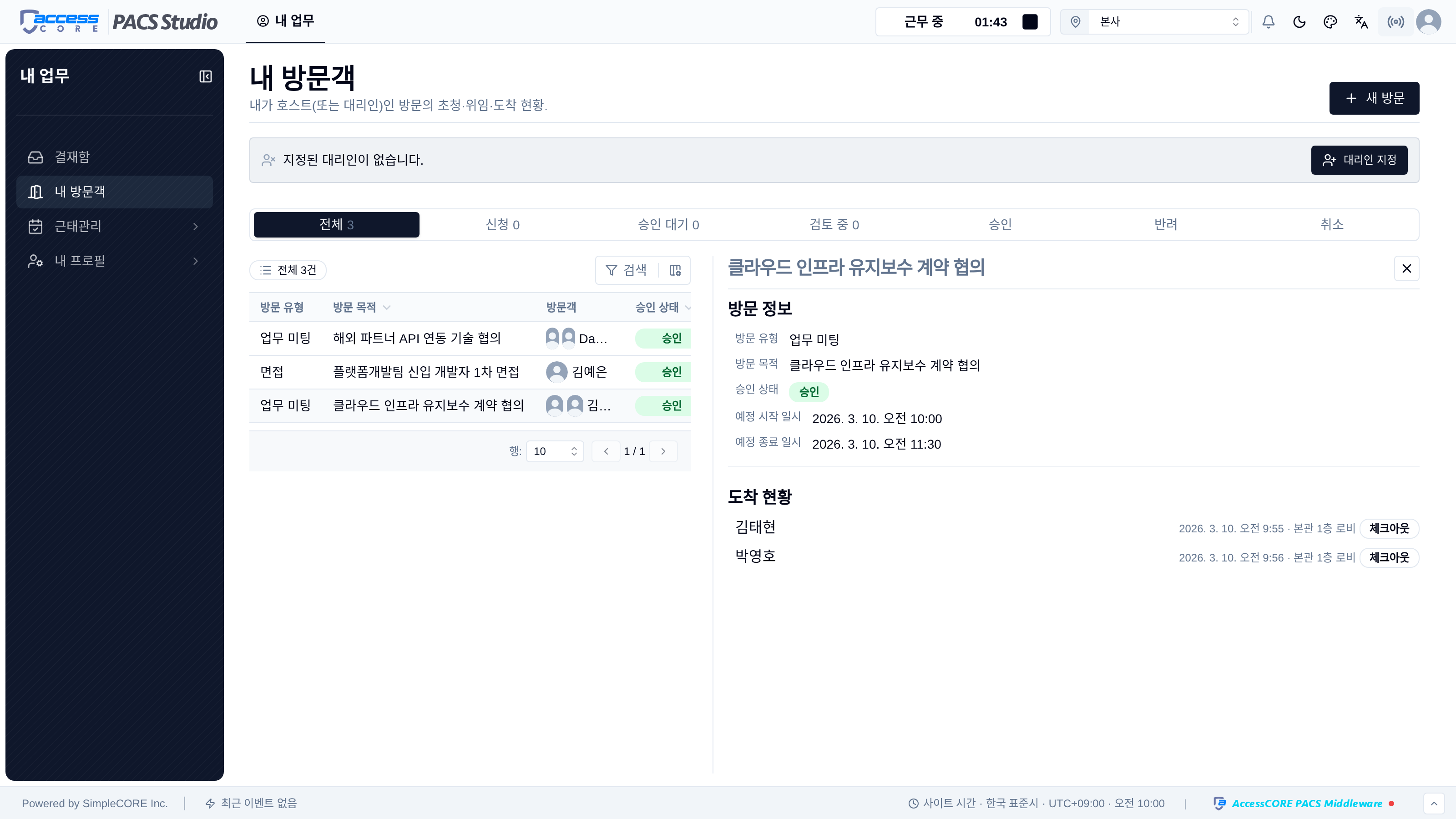 직원이 초대한 방문객