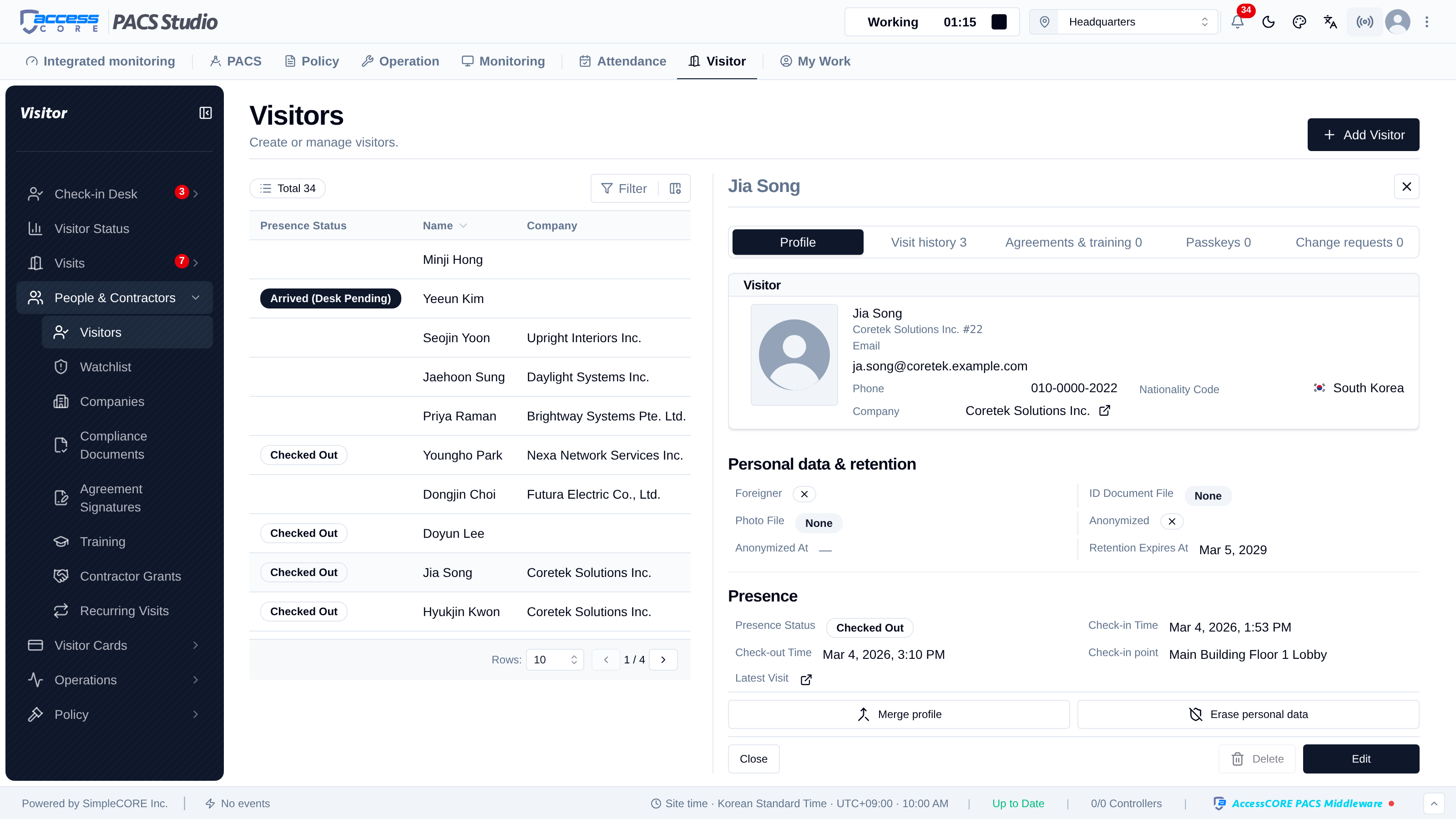 Visitor profile